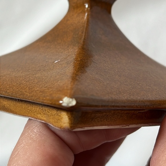 Vintage 1958 Ceramic Urn with Painted Gold Bonsai Trees - Picture 10 of 11